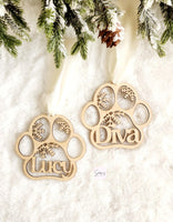 Personalized Christmas stocking tag, Christmas ornament with name, Pet stocking tag, Custom Dog Paw Christmas stocking tag gift