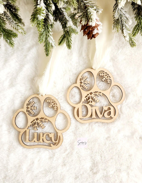 Personalized Christmas stocking tag, Christmas ornament with name, Pet stocking tag, Custom Dog Paw Christmas stocking tag gift