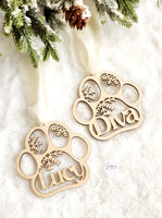 Personalized Christmas stocking tag, Christmas ornament with name, Pet stocking tag, Custom Dog Paw Christmas stocking tag gift