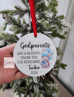 Personalized Godparents ornament, custom Christmas ornament gift for Godparents 2024, godmother ornament, godfather ornament gift