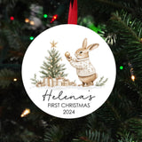 Baby's first Christmas ornament, Personalized baby's first Christmas ornament 2024 gift, cute rabbit christmas ornament for newborn,