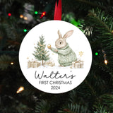 Baby's first Christmas ornament, Personalized baby's first Christmas ornament 2024 gift, cute rabbit christmas ornament for newborn,