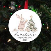 Baby's first Christmas ornament, Personalized baby's first Christmas ornament 2024 gift, cute rabbit christmas ornament for newborn,