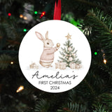 Baby's first Christmas ornament, Personalized baby's first Christmas ornament 2024 gift, cute rabbit christmas ornament for newborn,