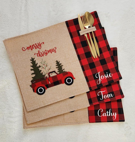 Personalized Christmas Placemat, Custom made Christmas table placemat gift for family, Christmas table decoration