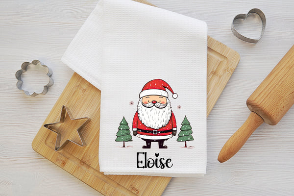 Christmas personalized wreath kitchen towel gift for a couple, custom made holiday tea towel gift for family, wreath towel gift