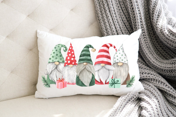 Christmas gnome pillow gift, custom made Christmas cushion with gnome print, Christmas gnome home decor pillow