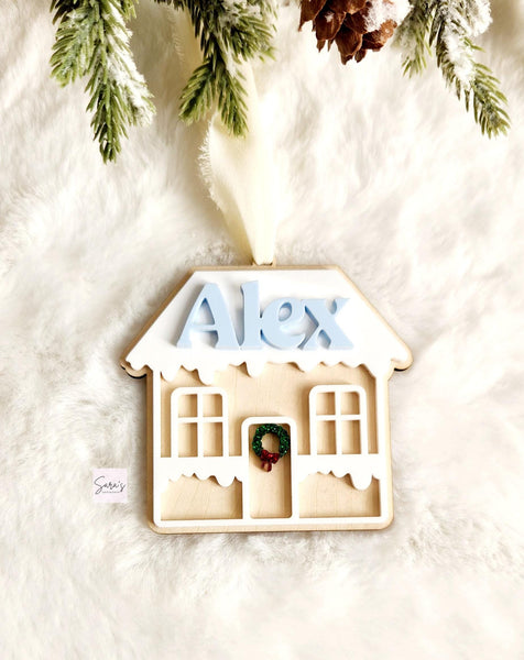 Personalized christmas gingerbread house ornament, ornament for kids, Christmas stockings tag, custom House ornament gift, cute ornament