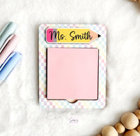 Personalized teacher sticky note holder with name, custom christmas gift for teacher, end of school year teacher gift, teacher appreciation