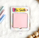 Personalized teacher sticky note holder with name, custom christmas gift for teacher, end of school year teacher gift, teacher appreciation