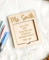 Personalized teacher sticky note holder with name, custom christmas gift for teacher, end of school year teacher gift, teacher appreciation