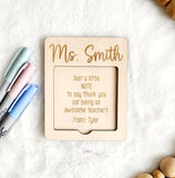 Personalized teacher sticky note holder with name, custom christmas gift for teacher, end of school year teacher gift, teacher appreciation