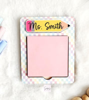 Personalized teacher sticky note holder with name, custom christmas gift for teacher, end of school year teacher gift, teacher appreciation