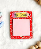 Personalized teacher sticky note holder with name, custom christmas gift for teacher, end of school year teacher gift, teacher appreciation