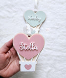 Valentine's Gift Tag, Hot Air Balloon Valentine's Day Basket Tag, Personalized Kids Heart Name Tag, Custom Valentine's Gift for kids