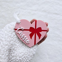Valentine's Basket Gift Tag, Personalized Valentine's Day Heart, Love tag, Personalized Kids Heart Name Gift Basket Tag, Acrylic Heart tag