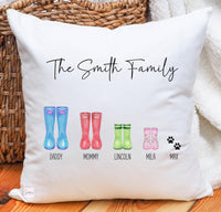Personalized Family Pillow with custom Boot Design, Our Family boot picture pillow, Personalized Family Pillow gift, housewarming gift