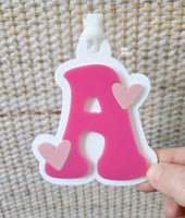 Valentine's Gift Tag, Initial Letter Valentine's Day Basket Tag, Personalized Kids Heart Name Tag, Custom Valentine's Gift for kids