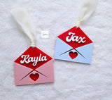 Valentine's Gift Tag, Valentine's Day Envelope Basket Tag, Love Letter tag Personalized Kids Heart Name Tag, Custom Valentine's Gift for kid