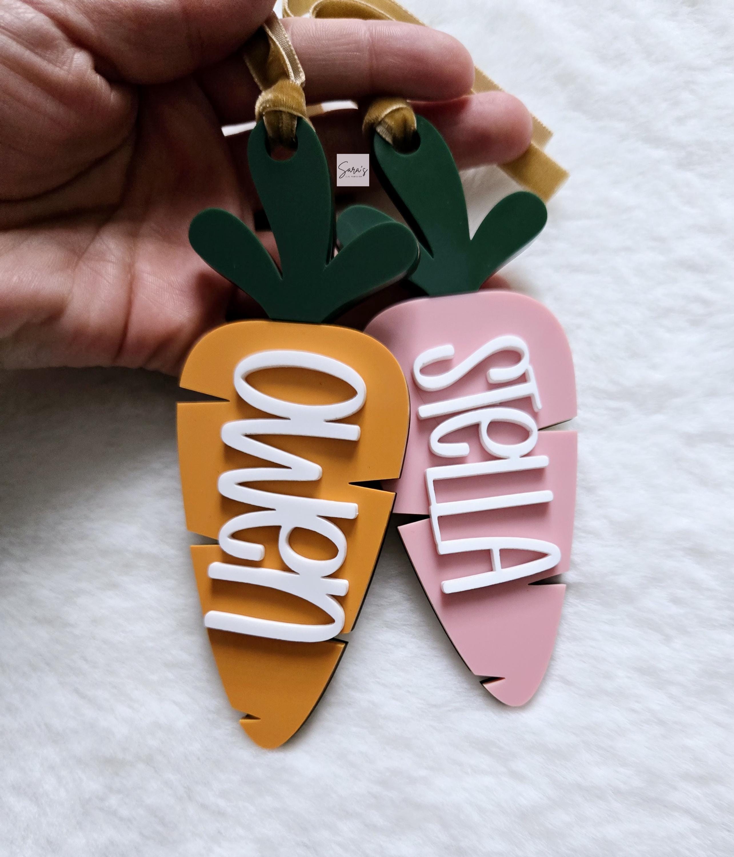 Easter Basket Carrot Tag, Personalized Easter Basket Acrylic carrot name tag, Easter gift basket name tag, first Easter cute carrot name tag