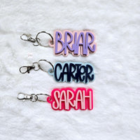Name Keychain, Custom Acrylic Name Bag Charm, Personalized Bag Accessory, Backpack Name Keychain, Name Bag Tag, Luggage Tag, Diaper Bag Tag