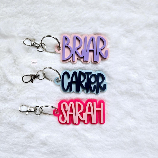 Name Keychain, Custom Acrylic Name Bag Charm, Personalized Bag Accessory, Backpack Name Keychain, Name Bag Tag, Luggage Tag, Diaper Bag Tag