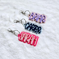 Name Keychain, Custom Acrylic Name Bag Charm, Personalized Bag Accessory, Backpack Name Keychain, Name Bag Tag, Luggage Tag, Diaper Bag Tag