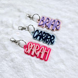Name Keychain, Custom Acrylic Name Bag Charm, Personalized Bag Accessory, Backpack Name Keychain, Name Bag Tag, Luggage Tag, Diaper Bag Tag