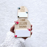 Personalized Love Note Magnet, Valentine's Heart Magnet for kids, Love Message Magnet, I Love you because mini dry erase board, love sign