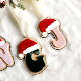 Personalized Christmas stocking tag, Christmas ornament with name, Santa Hat stocking tag, Custom Christmas stocking letter tag