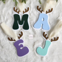 Personalized Christmas stocking tag, Christmas ornament with name, Reindeer Letter stocking tag, Custom Christmas stocking letter tag