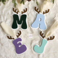 Personalized Christmas stocking tag, Christmas ornament with name, Reindeer Letter stocking tag, Custom Christmas stocking letter tag