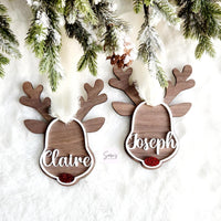 Reindeer Personalization Christmas ornament, custom Christmas ornament gift, wood cut custom made ornament, Reindeer ornament for kids