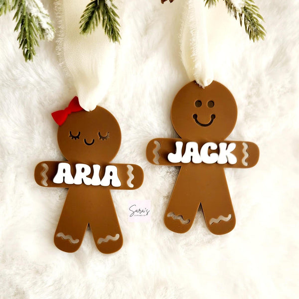 Personalized Christmas stocking tag, Christmas ornament with name, Gingerbread stocking tag, Custom Christmas stocking tag, Holiday ornament