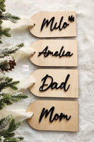 Personalized Wooden Christmas stocking name tags, custom family wood Christmas tags, personalized Wood Christmas ornament, Rustic name tags