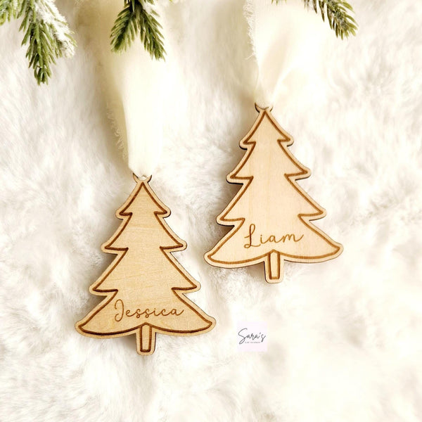 Personalized Wooden Christmas stocking name tags, custom family wood Christmas tags, personalized Christmas tree ornament, Rustic name tags