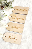 Personalized Wooden Christmas stocking name tags, custom family wood Christmas tags, personalized Wood Christmas ornament, Rustic name tags