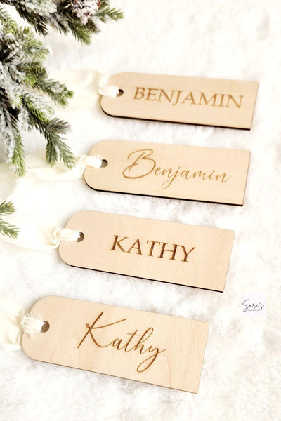 Personalized Wooden Christmas stocking name tags, custom family wood Christmas tags, personalized Wood Christmas ornament, Rustic name tags