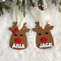 Personalized Christmas stocking tag, Christmas ornament with name, Reindeer stocking tag, Custom Christmas stocking tag, Holiday ornament