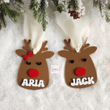 Personalized Christmas stocking tag, Christmas ornament with name, Reindeer stocking tag, Custom Christmas stocking tag, Holiday ornament