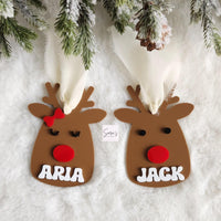 Personalized Christmas stocking tag, Christmas ornament with name, Reindeer stocking tag, Custom Christmas stocking tag, Holiday ornament