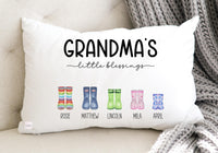 Grandma Pillow, Grandma's little blessings, Personalized Gift for Grandma from Grandkids, Grandkids custom boot design Pillow, This Grandma