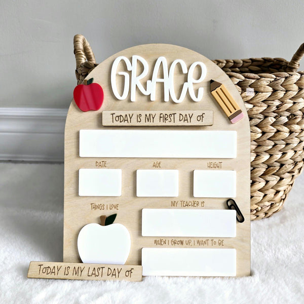 First Day and Last Day of School Wooden Sign Board, Personalized First Day Of School Sign, School Sign with name and Dry erase Board