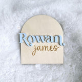 Wooden Name Birth Announcement sign, Newborn Baby Arch Name plate, Hospital Newborn Photo Prop Sign, Personalized custom Baby Shower Gift