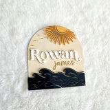 Ocean Wave Nautical Newborn Baby Name Sign