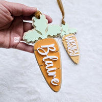 Easter Basket Tag, Personalized Easter Basket Acrylic carrot name tag, Easter gift basket name tag, Custom First Easter Basket Tag Gift