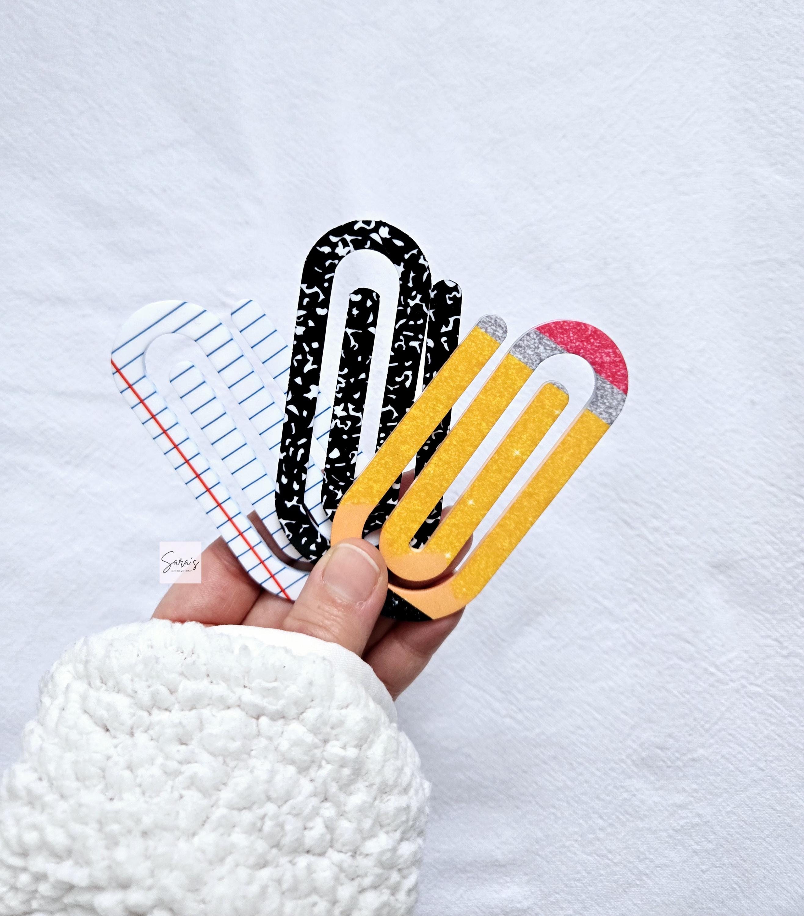 Teacher Jumbo Paperclip Set of 3, Teacher Bookmark gift, Teacher appreciation gift, Custom Acrylic Paperclip, Notebook Clip, Planner Clip
