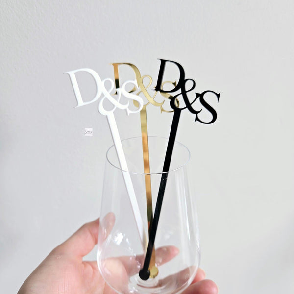 Acrylic Initial Drink Sticks, Initial Drink Stirrels, Custom Wedding Logo Stir Sticks, Drink Stick for Parties, Birthdays, Bride and Events