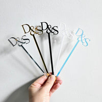 Acrylic Initial Drink Sticks, Initial Drink Stirrels, Custom Wedding Logo Stir Sticks, Drink Stick for Parties, Birthdays, Bride and Events