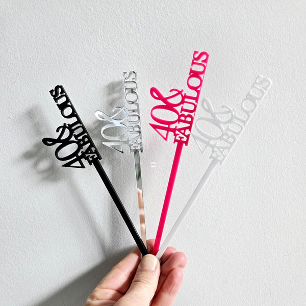 Drink Stir Sticks, Birthday Drink Stirrers, 40 and Fabulous Drink Stir Sticks, Custom Event Swizzle Sticks, Champagne, Cocktail Stirrers